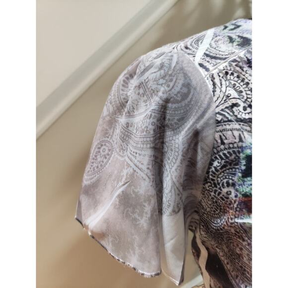 One World Live And Let Live Blouse Top Women Medium Multi Beaded Butterfly Print - Picture 14 of 14